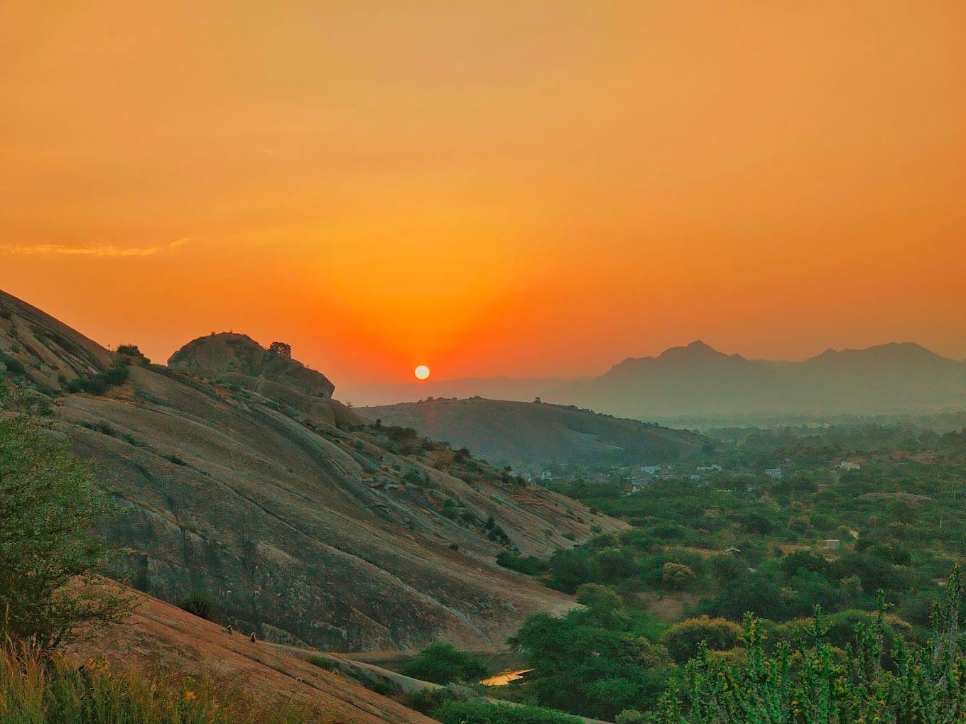 Colorful sunset over Jawai landscape